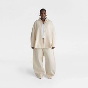 KBB by KAHLANA x Target XXL The Samira LS Collared Denim Button Down Shirt Cream